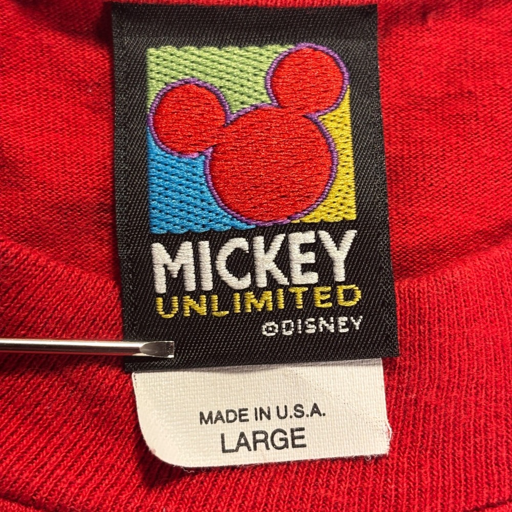 Vintage Mickey Unlimited Florida T-Shirt Red Embroidered Disney USA Made L - Picture 4 of 10